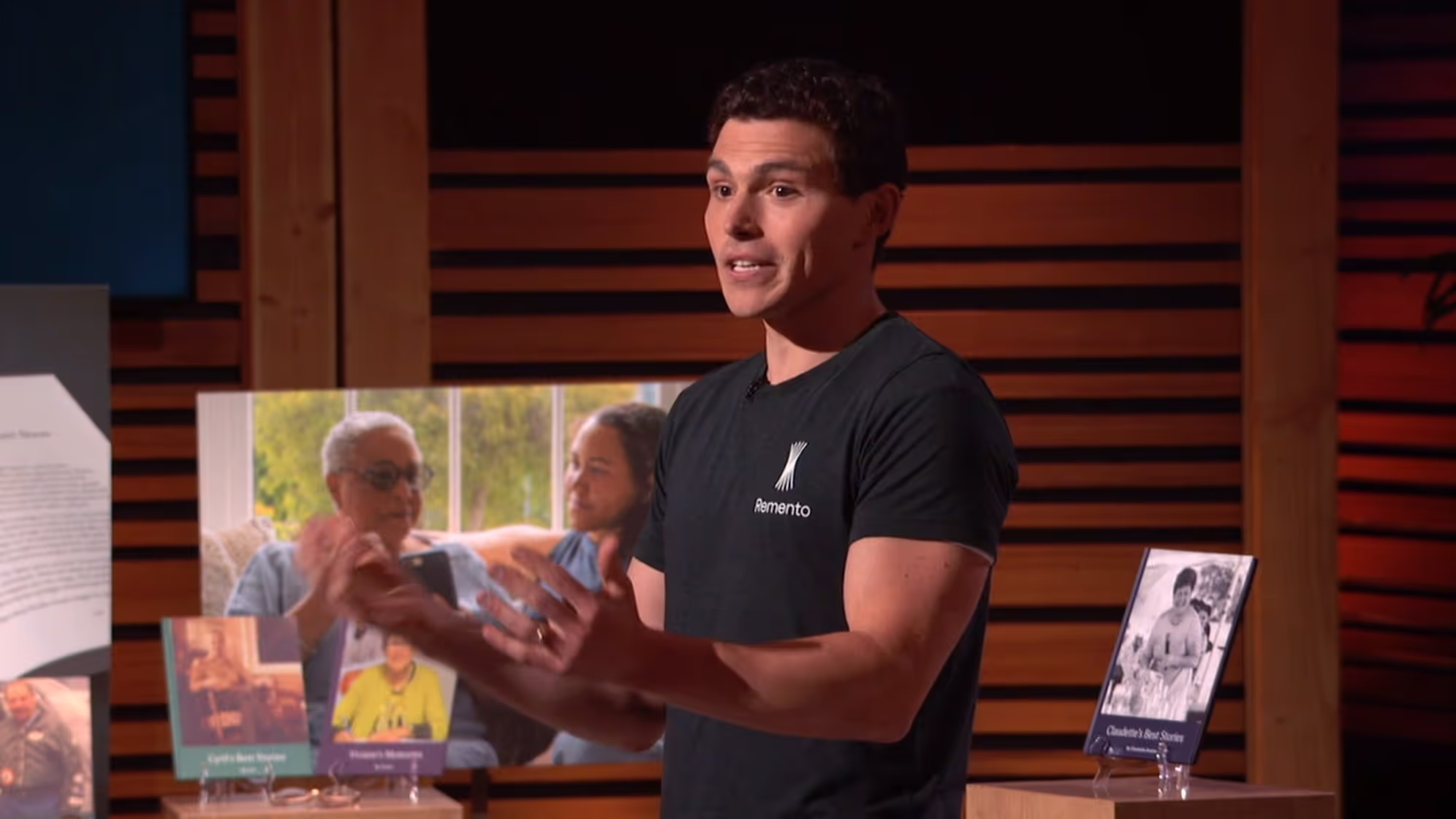 Photo of Mark Cuban smiling on the Shark Tank set