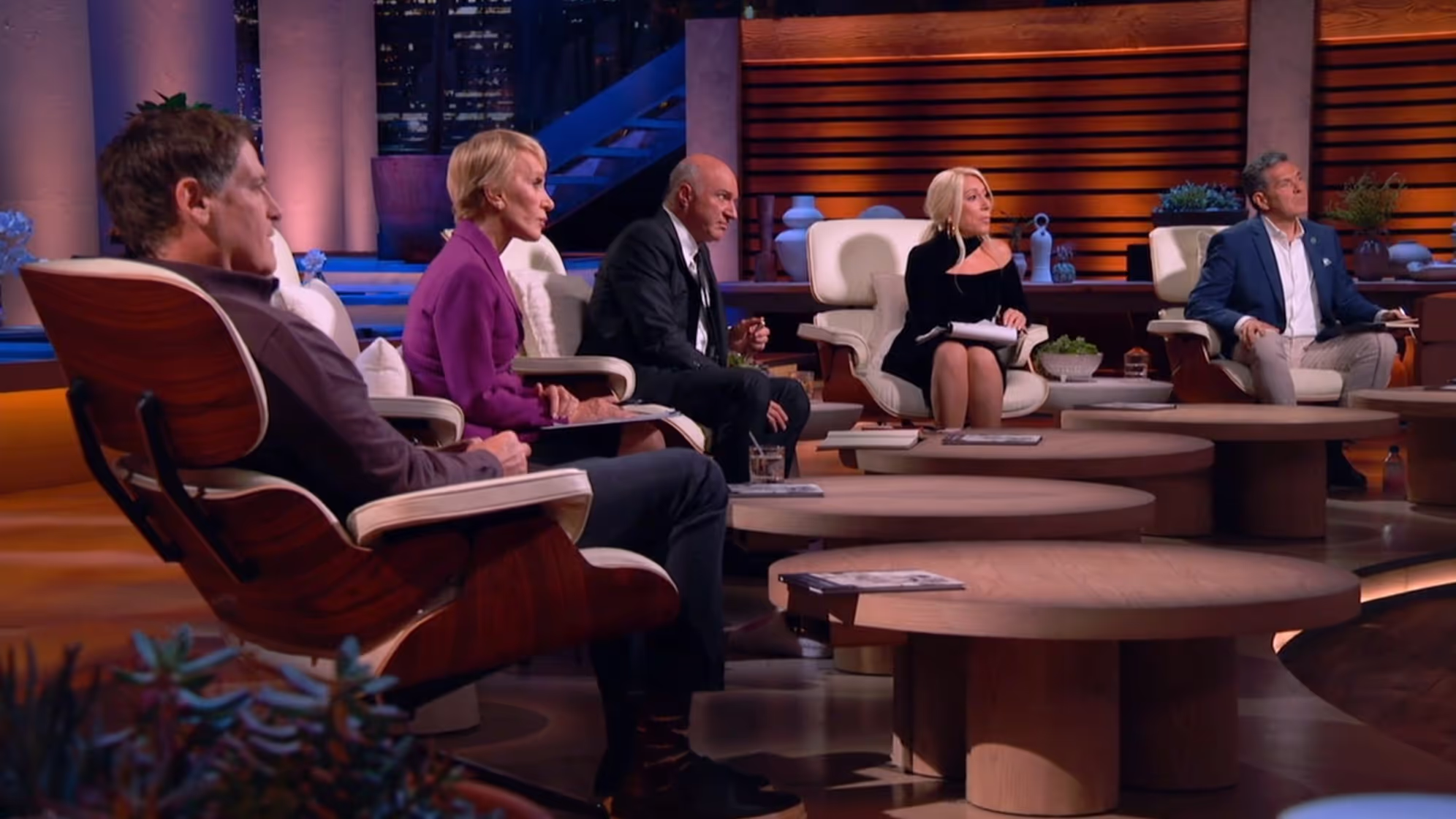 Photo of Mark Cuban smiling on the Shark Tank set