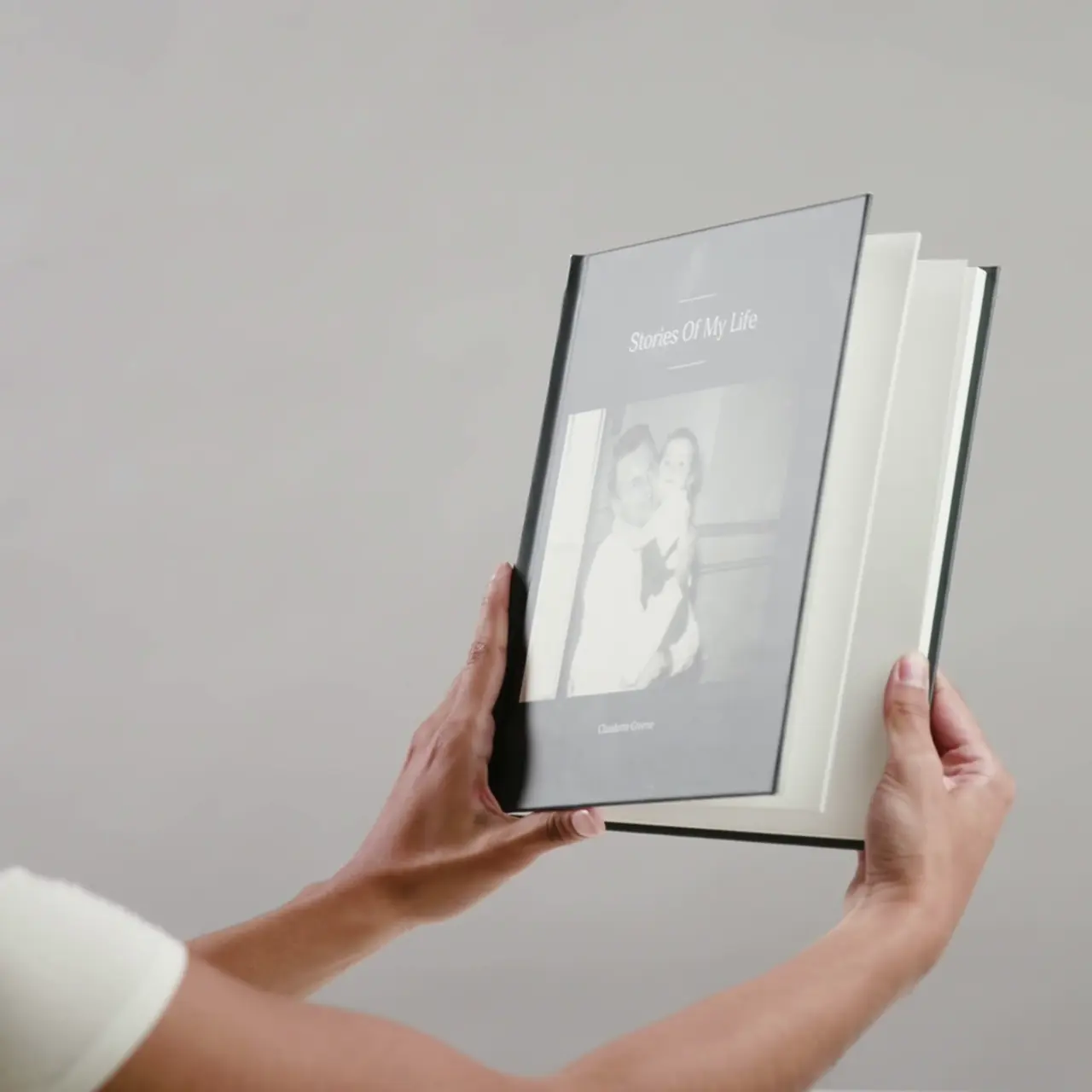 A picture of a Remento book cover, including a title, subtitle and a photo